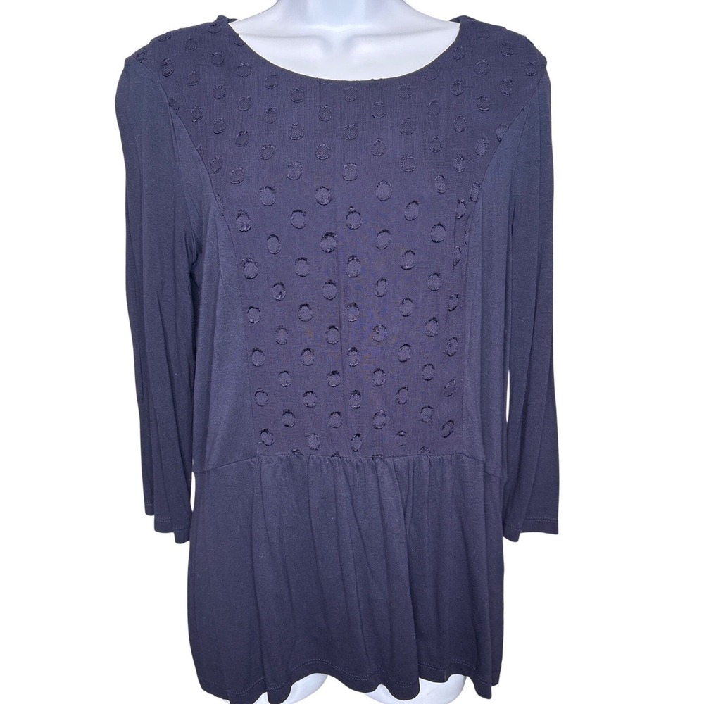 Boden‎ Womens Navy Blue Textured Polka Dot Tunic Top Sz 8 Casual Flowy Workwear